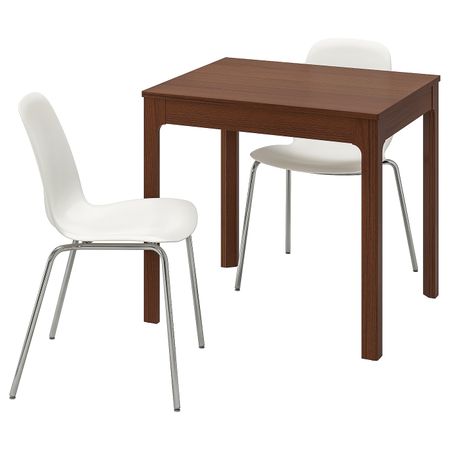 Стол и 2 стула, коричневый/белый 80/120 см IKEA EKEDALEN ЭКЕДАЛЕН / LEIFARNE ЛЕЙФ-АРНЕ 592.214.34