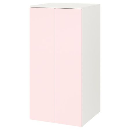 Гардероб, белый бледно-розовый/с 3 полками 60x57x123 см IKEA SMÅSTAD СМОСТАД / OPPHUS ОПХУС 394.833.23