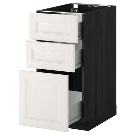 Напольный шкаф с 3 ящиками МЕТОД / ФОРВАРА, черный, Лаксарби белый