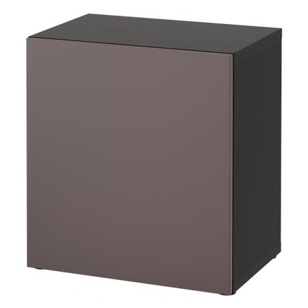 Стеллаж с дверью БЕСТО, черно-коричневый, Вальвикен темно-коричневый (60x40x64 см)