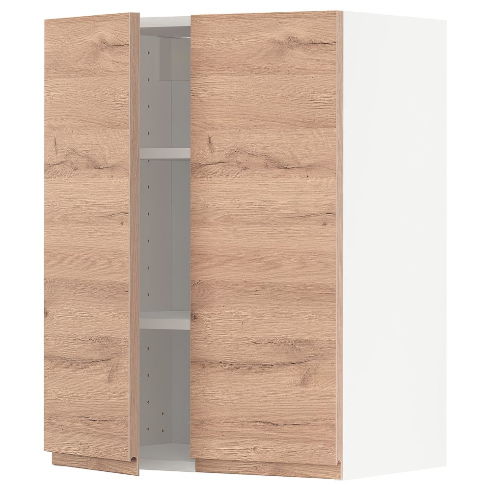 Навесной шкаф с полками/2дверцы, белый/Воксторп под дуб 60x80 см IKEA METOD МЕТОД 394.142.02 - схема-чертеж с размерами