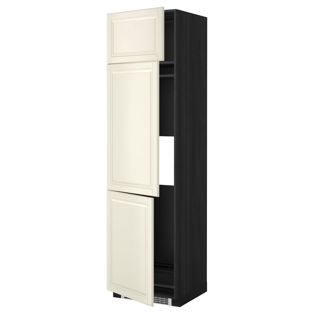 Высокий шкаф для холодильника или морозильника, с 3 дверями МЕТОД, черный, Будбин белый с оттенком - схема-чертеж с размерами