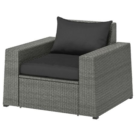 Садовое кресло, темно-серый/Холло черный IKEA СОЛЛЕРОН 192.880.54
