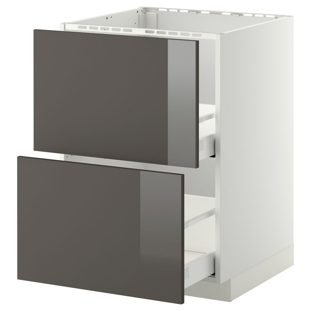 Напольный шкаф под мойку + 2 фронтальных панели, 2 ящика МЕТОД / МАКСИМЕРА, белый, Рингульт серый - схема-чертеж с размерами