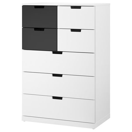 NORDLI Комод с 7 ящиками - белый/антрацит 80x122 см