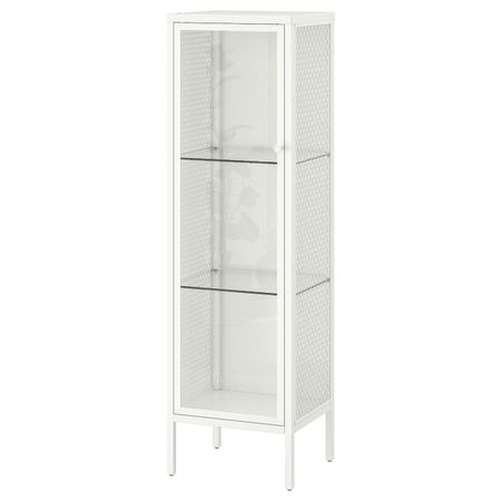 Шкаф со стеклянными дверцами, металлический/белый 34x30x116 см IKEA BAGGEBO БАГГЕБО 905.029.93