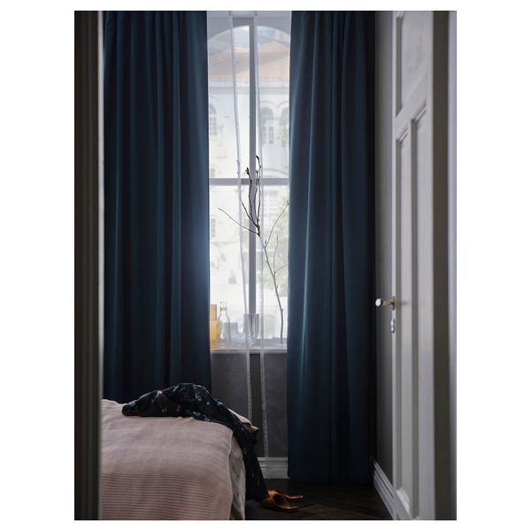 Затемняющие гардины, 2 шт., темно-синий, 140x300 см IKEA SANELA САНЕЛА 404.444.82 - фото 3