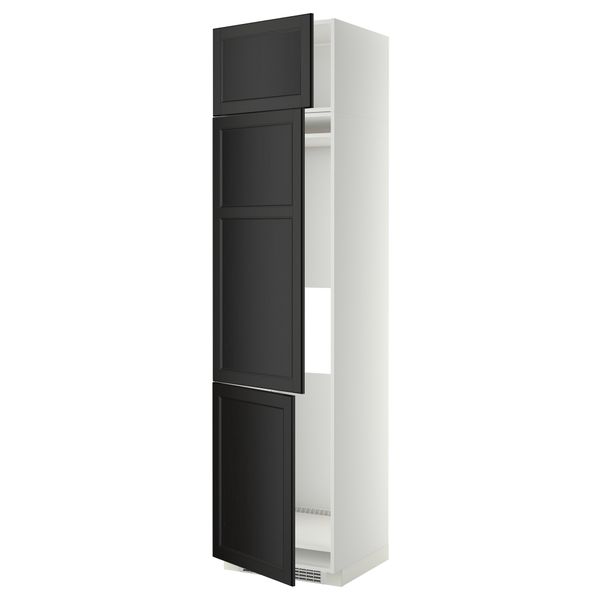 Высокий шкаф для холодильника или морозильника, с 3 дверями МЕТОД, белый, Лаксарби черно-коричневый - схема-чертеж с размерами