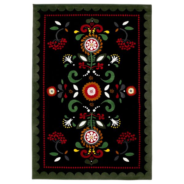 Ковер, короткий ворс ОКЕРКУЛЛА, черный, разноцветный (133x195 см) - фото 1