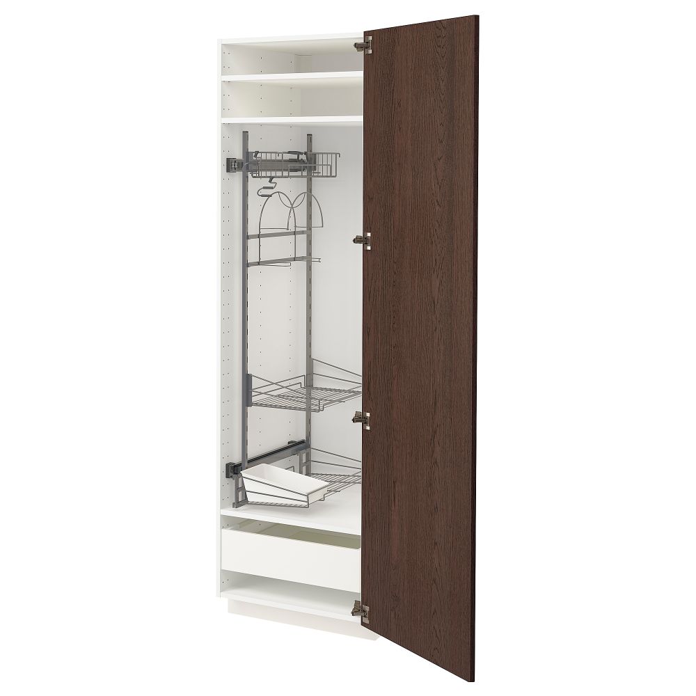 Высокий шкаф с отделением для аксессуаров для уборки, 60x60x200 cm IKEA METOD МЕТОД, MAXIMERA МАКСИМЕРА 094.049.02 - фото 1
