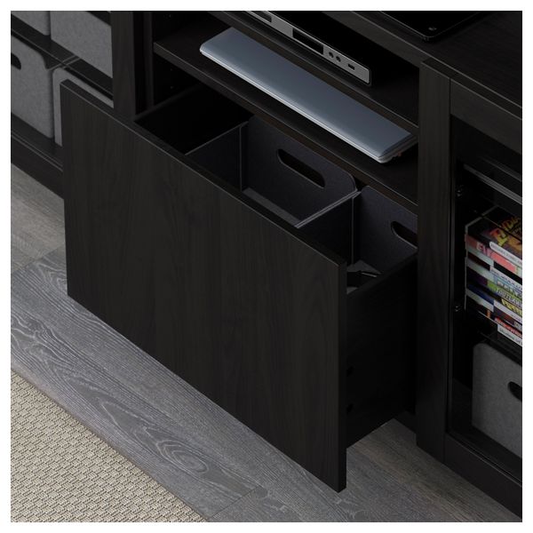 Тумба для ТВ с ящиками БЕСТО, Лаппвикен, Синдвик черно-коричневый прозрачное стекло (180x40x74 см) - фото 3