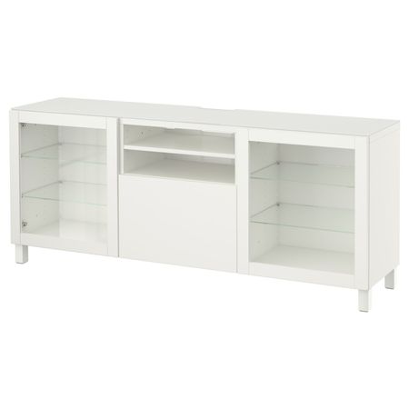 Тумба под ТВ, белый Лаппвикен/Синдвик белый прозрачное стекло 180x40x74 см IKEA BESTÅ БЕСТО 992.451.12