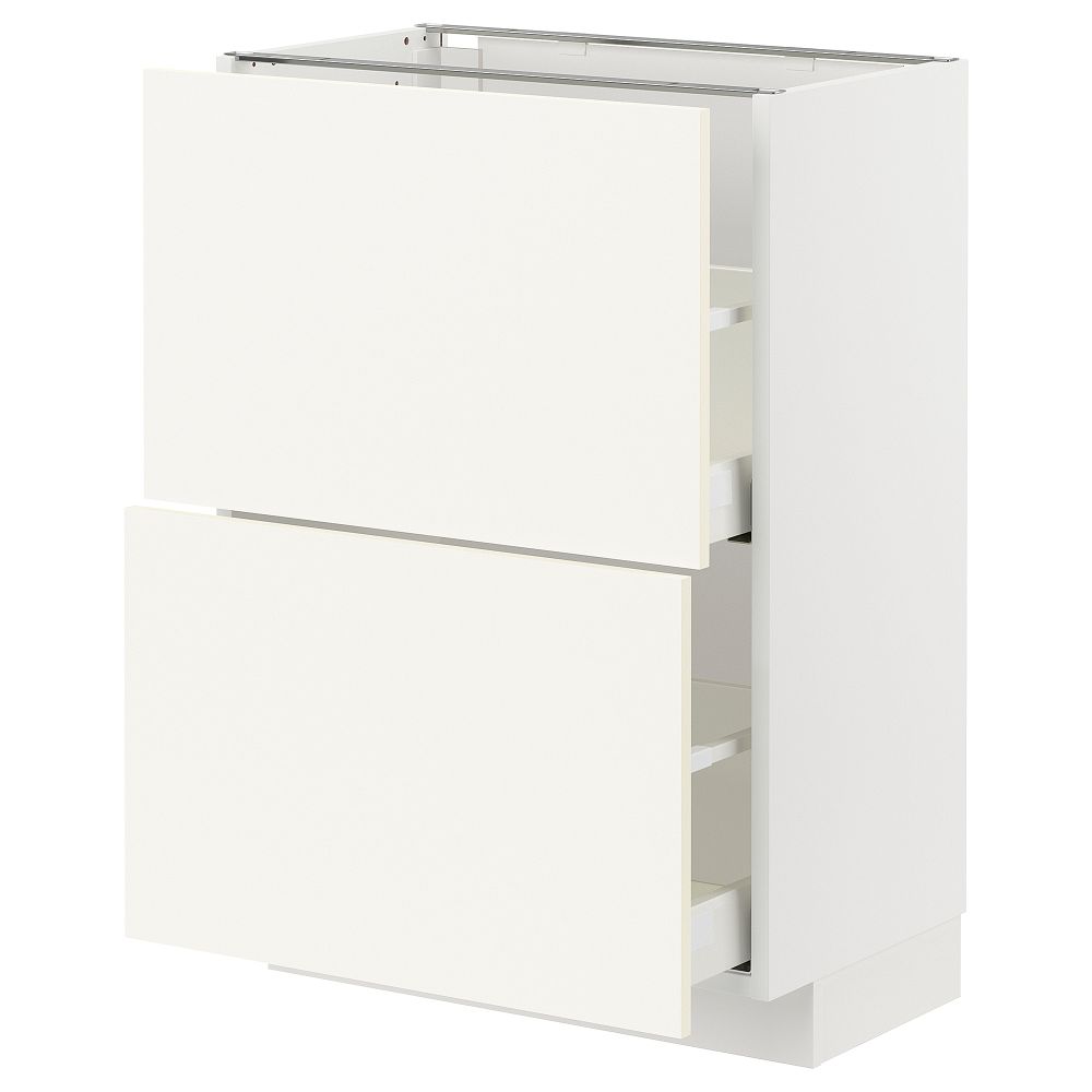 Напольный шкаф с 2 ящиками, белый, Vallstena белый, 60x37 см IKEA METOD МЕТОД, MAXIMERA МАКСИМЕРА 795.072.23 - фото 1