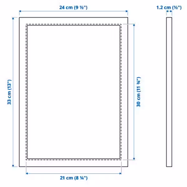 FISKBO Рама - белый 21x30 см - схема-чертеж с размерами