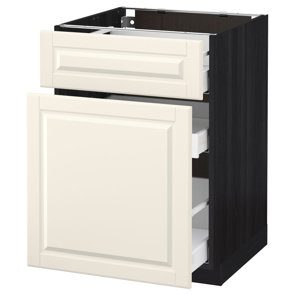 Напольный шкаф, выдвижной секцией, ящик МЕТОД / МАКСИМЕРА, черный, Будбин белый с оттенком - схема-чертеж с размерами
