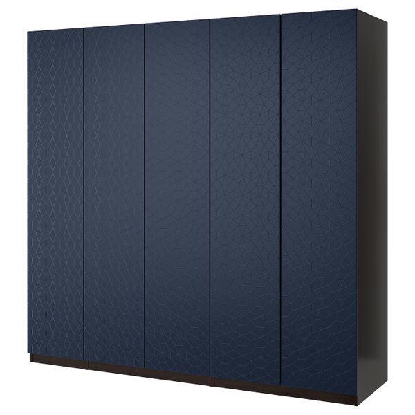 Гардероб, черно-коричневый, хамнос черно-синий, 250x60x236 см IKEA ПАКС 492.881.37 - фото 2