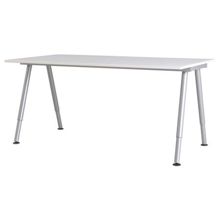 Письменный стол ГАЛАНТ, белый, серебристый (160x80 см)