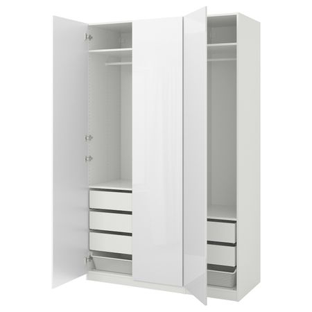 Гардероб, белый/Фардаль глянцевый, белый 150x60x236 см IKEA PAX ПАКС 493.035.00