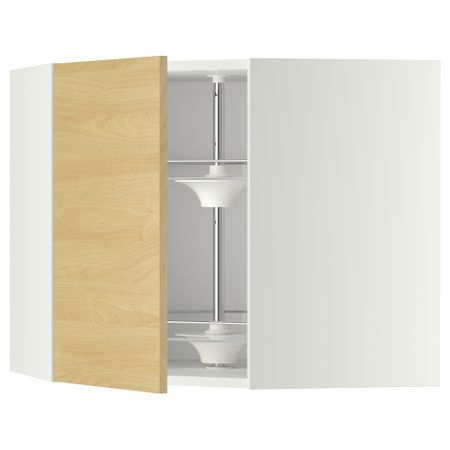 Угловой навесной шкаф с вращающейся секцией МЕТОД, белый, Тингсрид береза