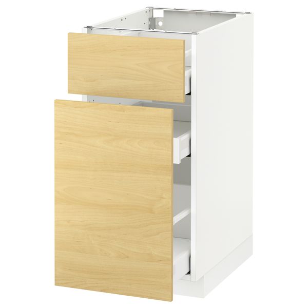 Напольный шкаф, выдвижной секцией, ящик МЕТОД / МАКСИМЕРА, белый, Тингсрид береза - схема-чертеж с размерами