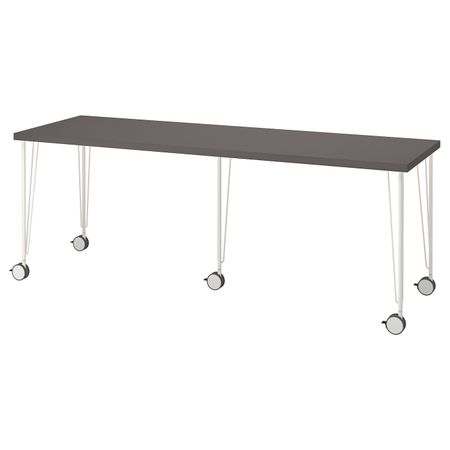 Письменный стол, темно-серый/белый 200x60 см IKEA LAGKAPTEN ЛАГКАПТЕН / KRILLE КРИЛЛЕ 994.175.56