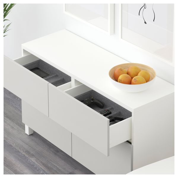 Комбинация для хранения с дверцами, ящиками БЕСТО, белый, Лаппвикен светло-серый (120x40x74 см) - схема-чертеж с размерами