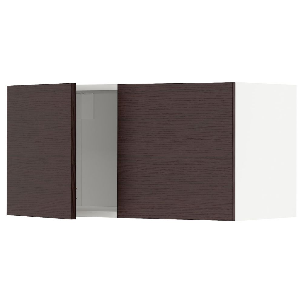 Навесной шкаф с 2 дверями, белый Аскерсунд/темно-коричневый под ясень 80x40 см IKEA METOD МЕТОД 993.332.84 - фото 1