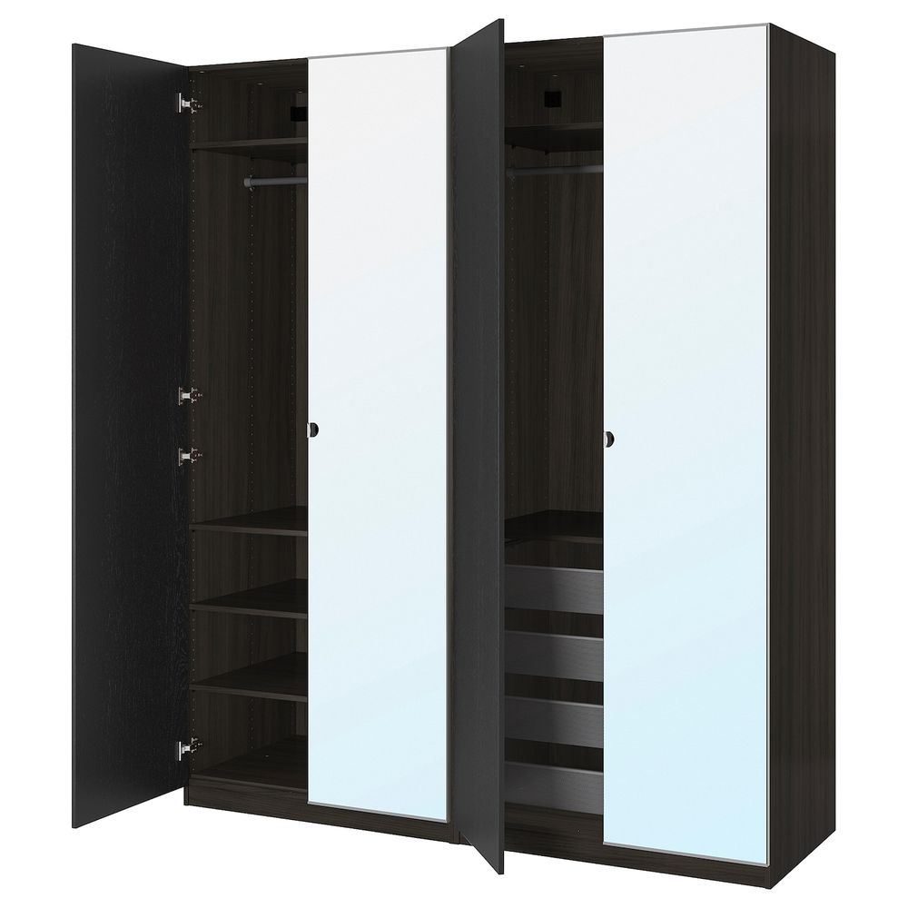 Гардероб, черно-коричневый, Форсанд Викедаль, 200x60x236 см IKEA ПАКС 492.861.38 - фото 1