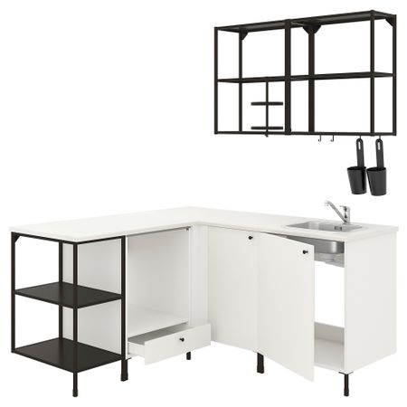 Угловая кухня, антрацит, белый IKEA BEGIVENHET БЕГИВЕНХЕТ 593.379.67