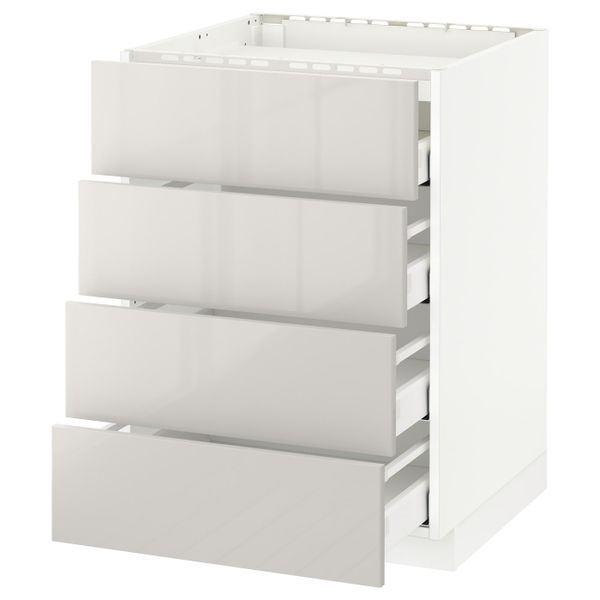 Напольный шкаф, 4 фронтальных панели/4ящика, белый/Рингульт светло-серый 60x60 см IKEA METOD МЕТОД / MAXIMERA МАКСИМЕРА - схема-чертеж с размерами