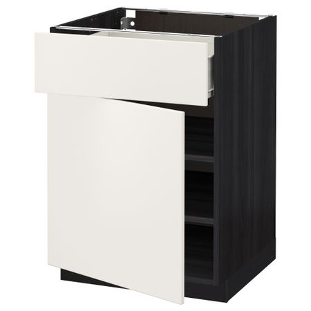 Напольный шкаф с ящиком, дверью МЕТОД / ФОРВАРА, черный, Веддинге белый