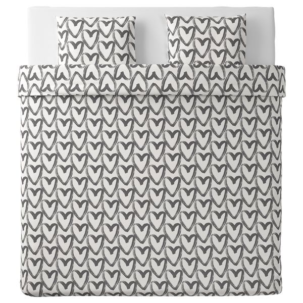 Пододеяльник и 2 наволочки, 240x220, 50x60 см, белый, серый IKEA LYKTFIBBLA ЛИКТФИББЛА 604.664.11 - схема-чертеж с размерами