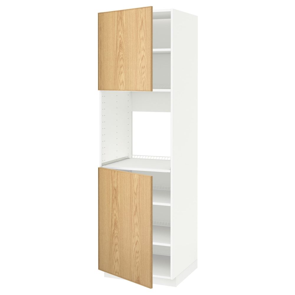 Высокий шкаф для/духовки, 2 дверцы, полки IKEA METOD МЕТОД 592.256.01 - схема-чертеж с размерами