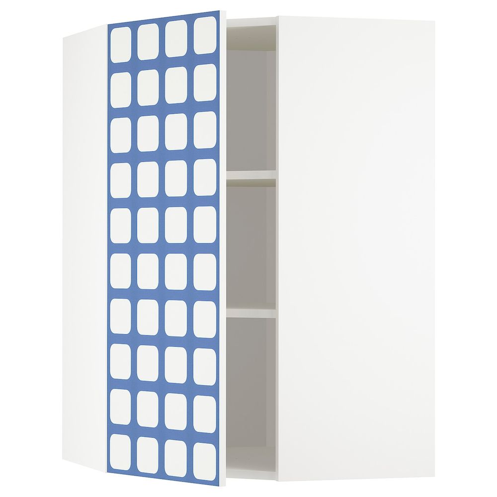 Угловой навесной шкаф с полками, белый, Иттербин с печатным рисунком 68x100 см IKEA МЕТОД 892.870.89 - схема-чертеж с размерами