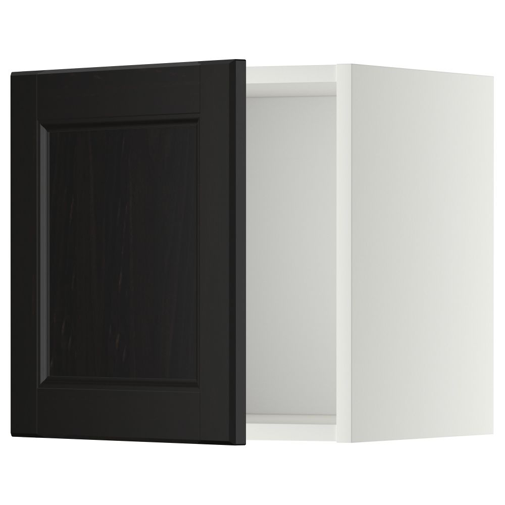 Навесной шкаф со стеклянной дверью МЕТОД, белый, Лаксарби черно-коричневый (40x40 см) - схема-чертеж с размерами