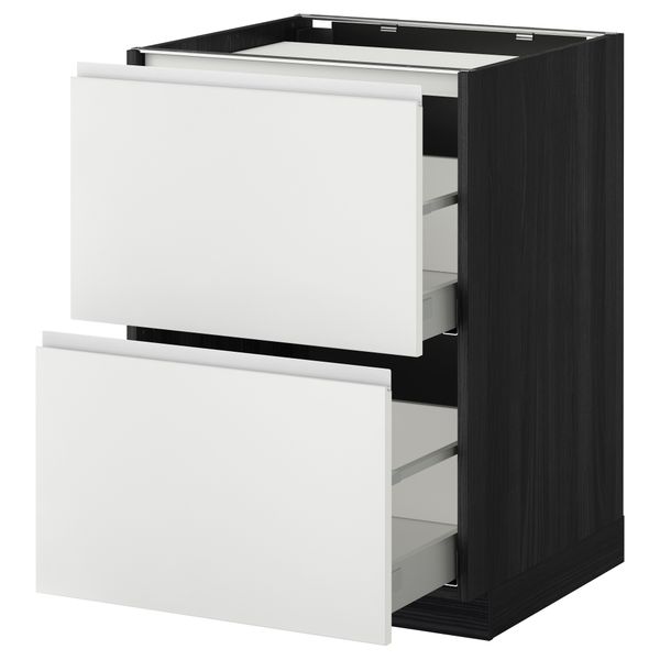 Напольный шкаф, 2 фронтальных панели, 3 ящика МЕТОД / МАКСИМЕРА, черный, Нодста белый - фото 1
