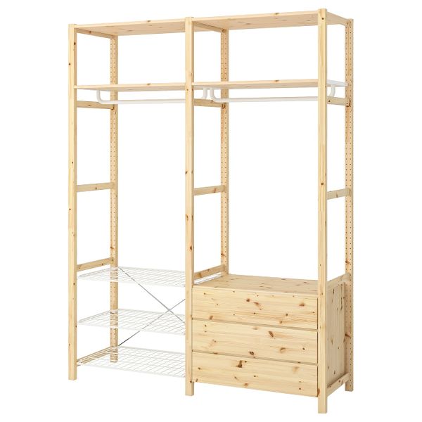 Стеллаж с полками, штангами, комодом 174x50x226 см IKEA IVAR ИВАР 693.149.13 - фото 2