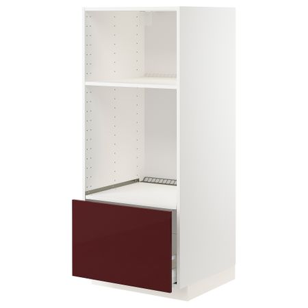 Высокий шкаф с ящиком для духовки, СВЧ, 60x60x140 cm IKEA METOD МЕТОД, MAXIMERA МАКСИМЕРА 693.273.50