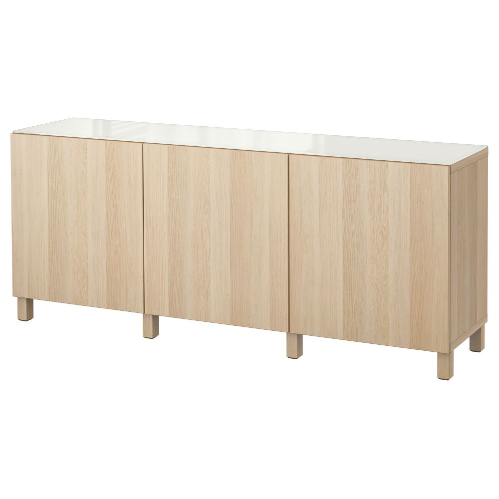 Комбинация для хранения с дверцами БЕСТО, Лаппвикен под беленый дуб (180x40x74 см) - фото 1