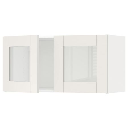 Навесной шкаф, 2 стеклянные дверцы, белый/Сэведаль белый 80x40 см IKEA METOD МЕТОД 894.462.67