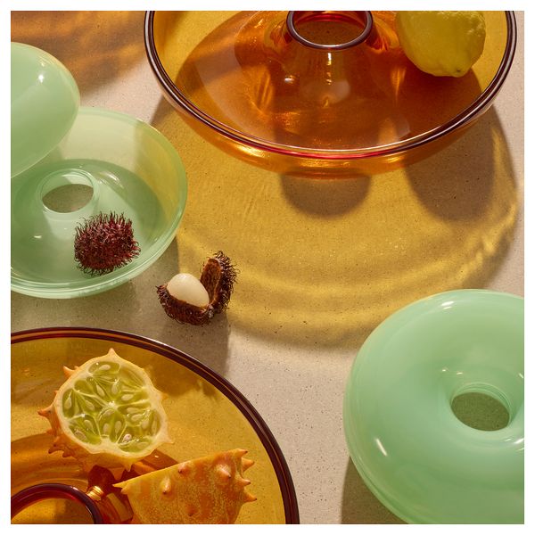 Сервировочная миска с крышкой, 18 см, стекло, зеленый IKEA VARMBLIXT 805.299.93 - фото 5