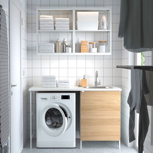 Комбинация для хранения, белый, под дуб, 139x63.5x87.5 см IKEA BEGIVENHET БЕГИВЕНХЕТ 494.774.49 - фото 3