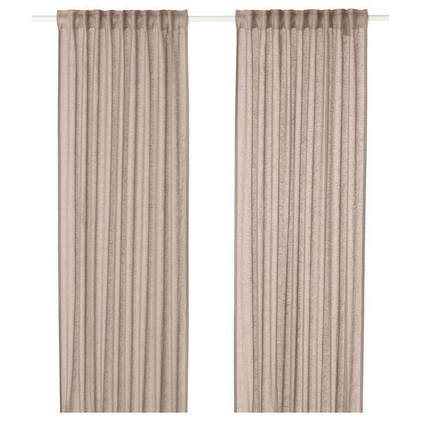 Гардины, 1 пара ЛЕЙОНГЭП, бежевый (145x300 см) - фото 1