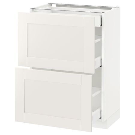 Напольный шкаф/2фасада/3ящика, белый/Сэведаль белый 60x37 см IKEA METOD МЕТОД / MAXIMERA МАКСИМЕРА 592.387.45