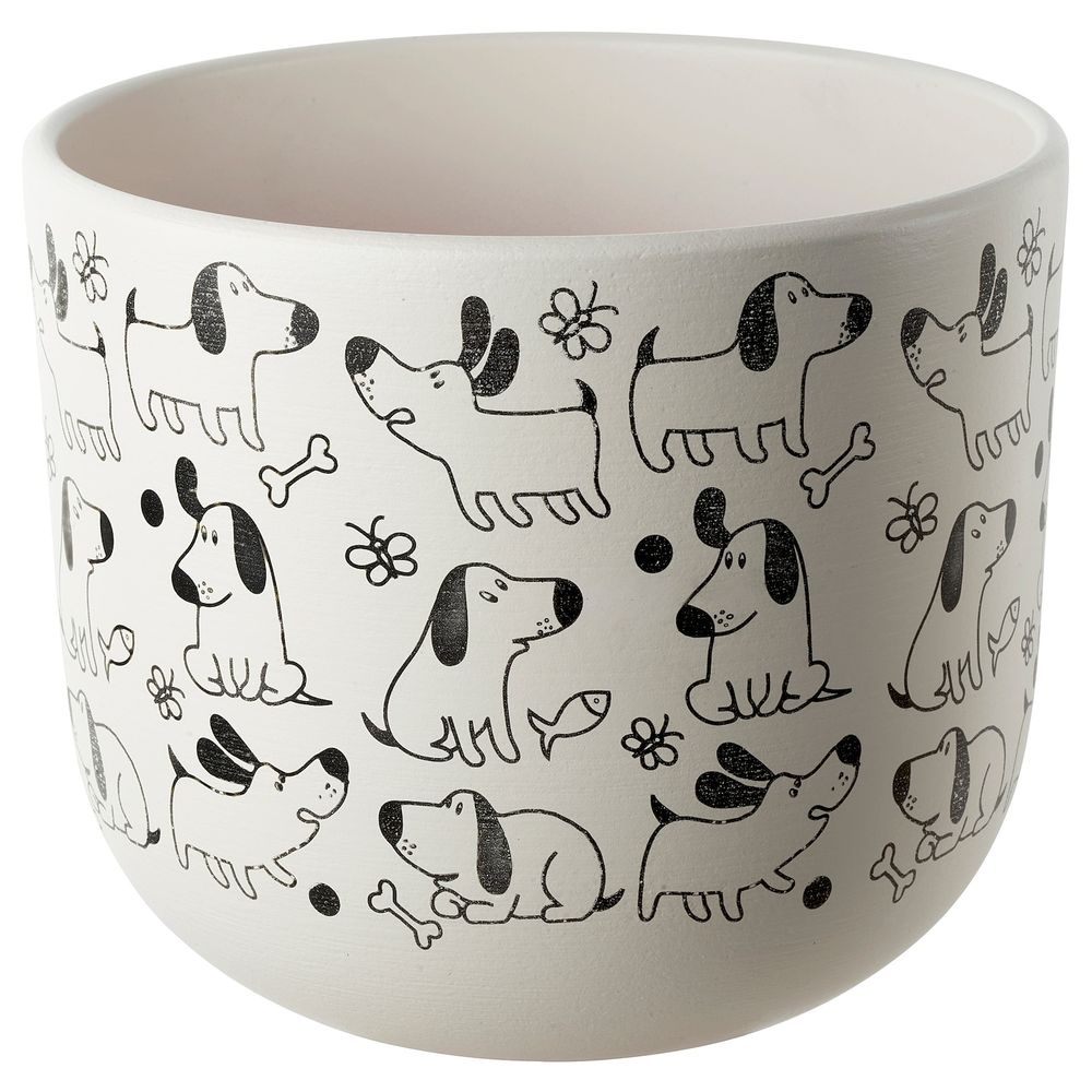 Горшок цветочный, белый/собака 15 см IKEA RUNDMYNTA РУНДМИНТА 105.170.31 - фото 1