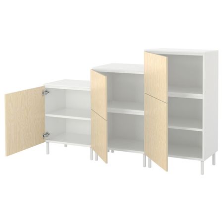 PLATSA Шкаф, 5 дверей - белый/кэлбоден под сосну 180x42x113 см