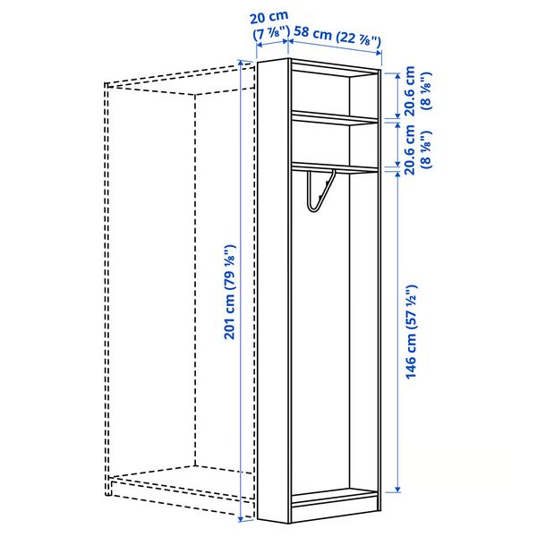 IKEA, дополнительный ракурс - схема-чертеж с размерами