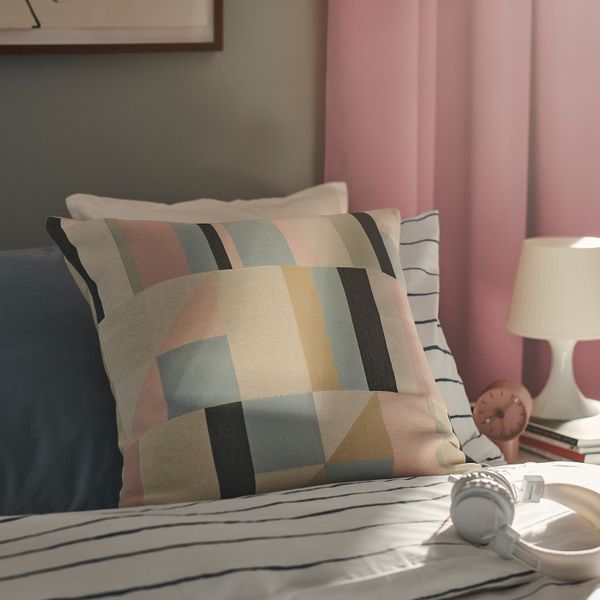 Чехол на подушку, светло-бежевый/разноцветный 50x50 см IKEA LYKTBÄRARE ЛЮКТБЭРАРЕ 405.138.52 - схема-чертеж с размерами