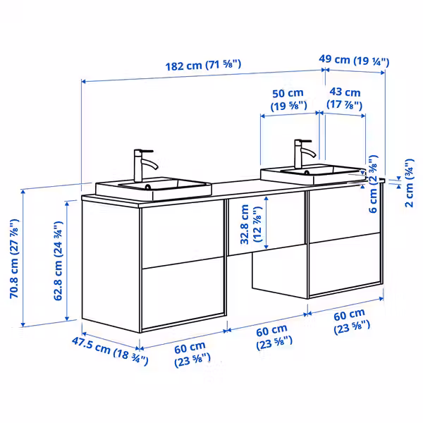 IKEA, дополнительный ракурс - схема-чертеж с размерами