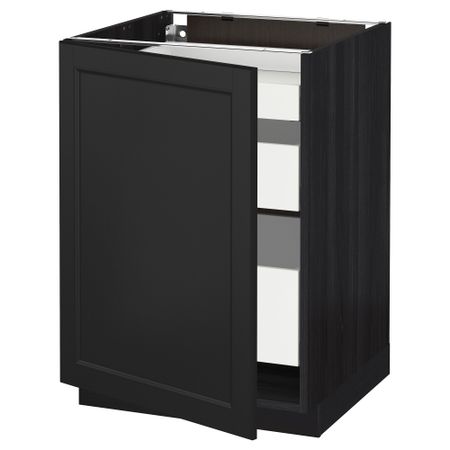 Напольный шкаф с 1 дверцей, 3 ящика МЕТОД / МАКСИМЕРА, черный, Лаксарби черно-коричневый